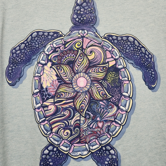 Simply Southern Teal Mandala Turtle Design Sweatshirt EUC - Picture 2 of 9
